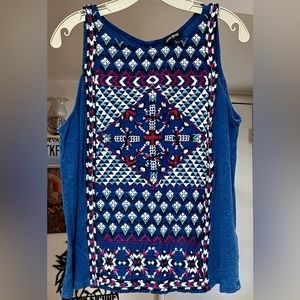 LUCKY BRAND Sleeveless Embroidered Top LG EUC